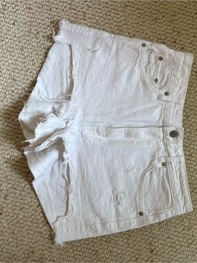Zara White Distressed Denim Cutoff Shorts